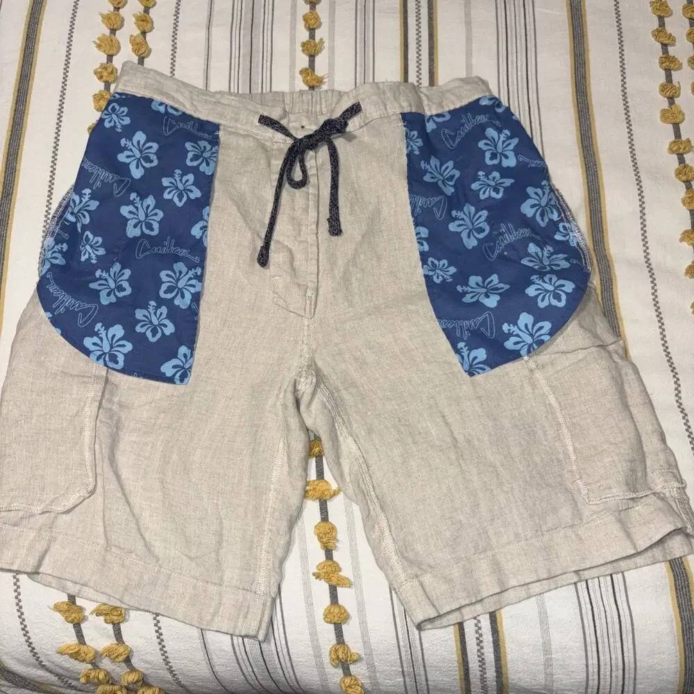 Caribbean Bermuda Shorts 100% Linen, 40 x 10, Resort Wear, Beach, EUC